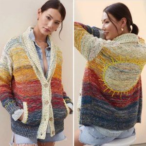 PILCRO Sunset Embroidered Cardigan